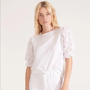 Veronica Beard NWT White Bina Combo Tee